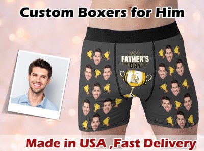 Personalized Couple Matching Underwear, Custom Face Boxers for Men